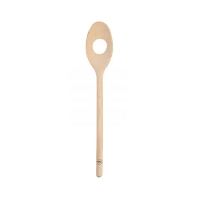 T&G 300mm beech wood spoon/stirrer with hole, eco-friendly, perfect for mixing and stirring in the kitchen, pack of 6.