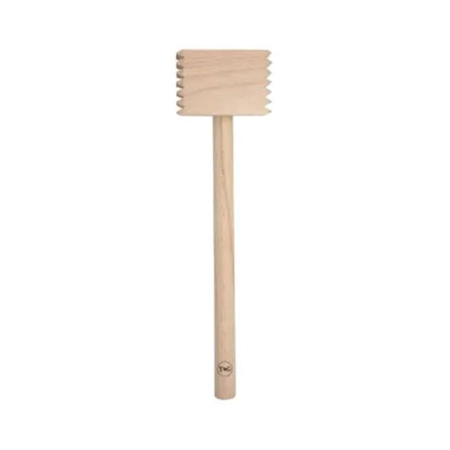 T&G Square Meat Hammer made from FSC Certified Beech, 305mm long, ideal for tenderizing and flattening meat.