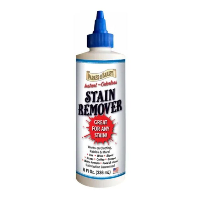 Parker Bailey Stain Remover: Six 8oz bottles for tackling tough stains on fabrics and carpets, made in Maine since 1879.