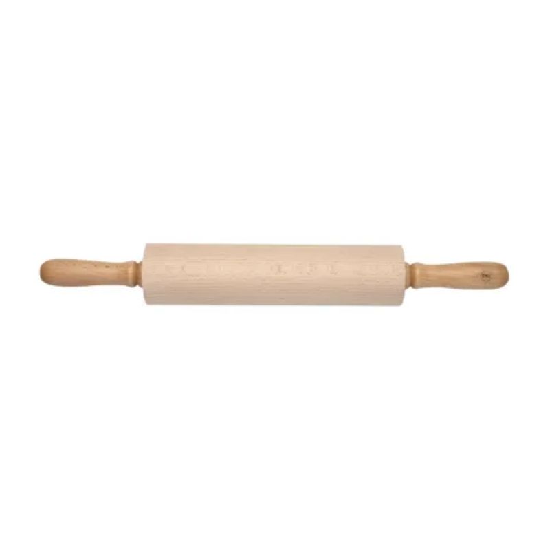 T&G Revolving Rolling Pin made of FSC Certified Beech, 410mm long, perfect for even dough rolling in baking.