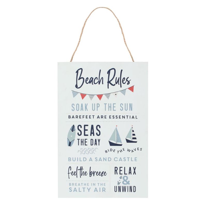 Surf's Up Beach Rules Hanging MDF Sign