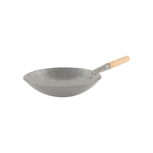 Iron Wok  35cm with Wood Handle - Ken Hands