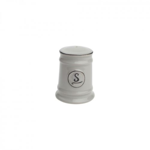 Grey ceramic salt shaker with modern design, 58mm diameter and 74mm height, perfect for stylish dining and kitchen use.