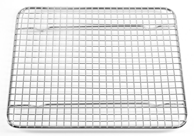 Stainless steel Chef Inox Cooling Rack 200x250mm for evenly cooling cookies, cakes, and pastries in small kitchens.