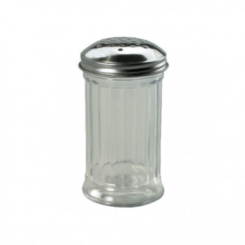 Chef Inox Cheese Shaker, 355ml glass with stainless steel top for easy cheese grating and sprinkling.