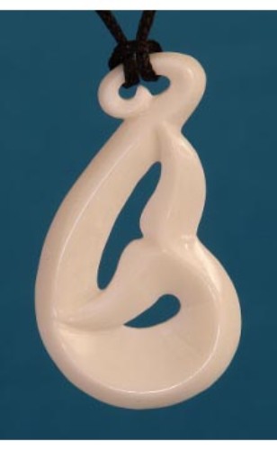 Handcrafted whale tail hook pendant made from sustainable beef bone, symbolizing strength and freedom, adjustable cord included.
