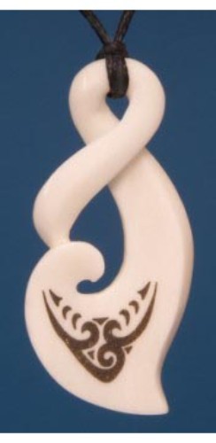 Stylized Single Twist Pendant, 52mm x 28mm, unique carved design symbolizing life's journey, on adjustable black cord.