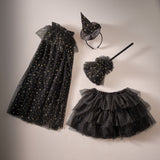 Witch Cape - Fancy Dress Black & Gold Star