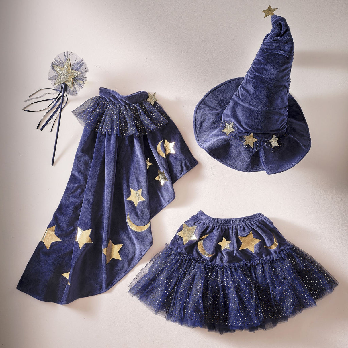 Wizard Tutu - Fancy Dress Navy Velvet Sparkle Kids (3-5 Years)