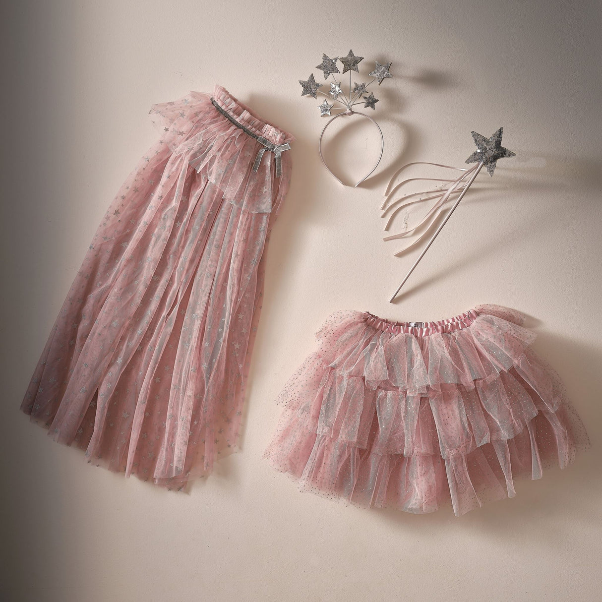 Fairy Princess Costume Tutu - Fancy Dress Pink & Silver Sparkle  (5-7 Years)