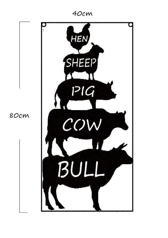 Wall Art - Metal Farm Animals 80cm (Set of 2)