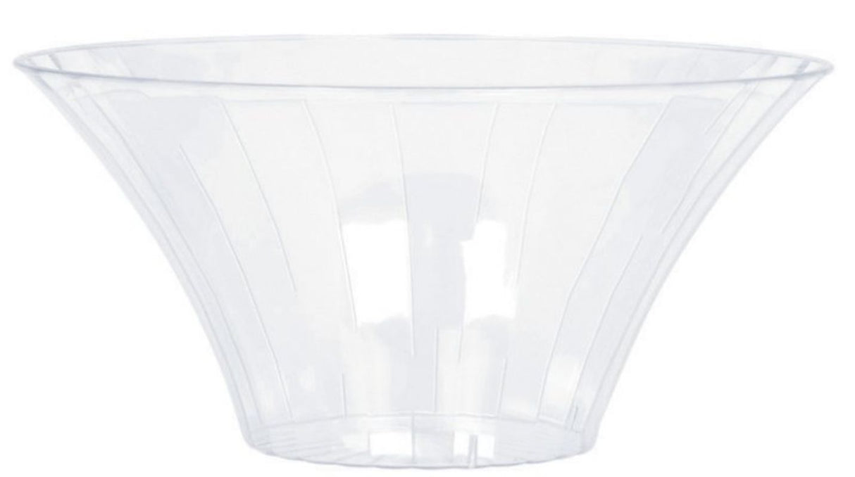 Clear 18cm small plastic flared bowl, ideal for serving appetizers and snacks with modern elegance.