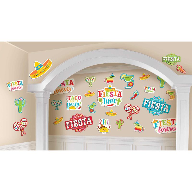 Vibrant Fiesta Cutouts Mega Value Pack featuring 30 durable cardboard signs for lively party decorations.