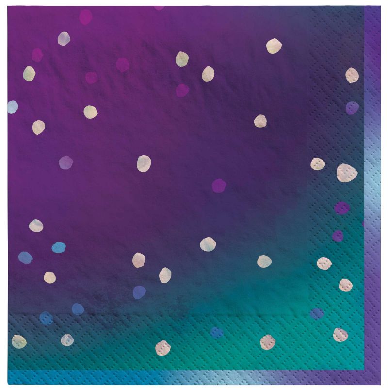 Sparkling Sapphire beverage napkins with iridescent design, perfect for elegant gatherings and celebrations. Pack of 16.