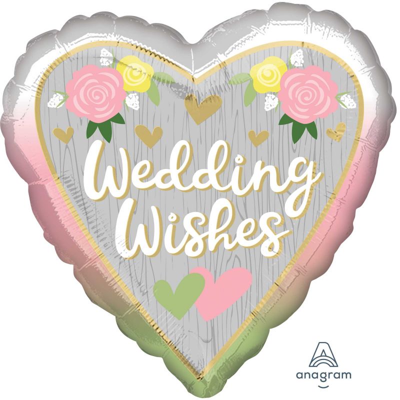 Foil Balloon - Standard HX Wedding Wishes Ombre (45cm)