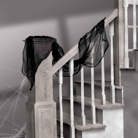 Black gauze cloth decoration, 60cm wide, perfect for spooky Halloween decor and creative crafts.