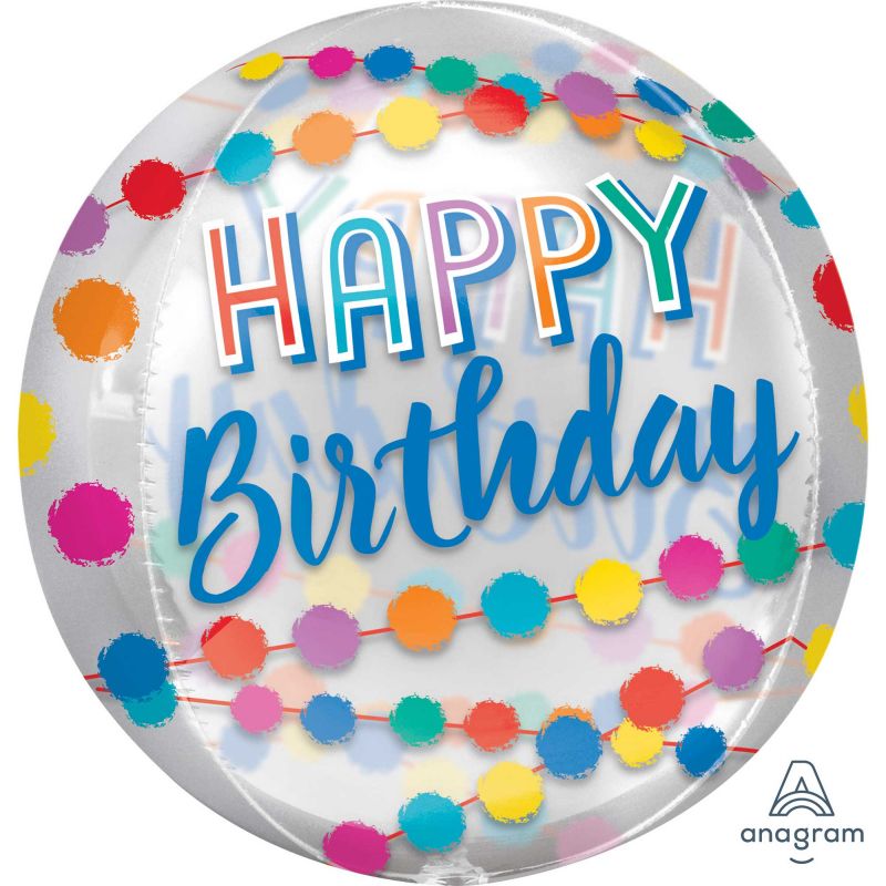 Extra-large clear sealing balloon featuring a vibrant rainbow design, perfect for birthday celebrations and festive gatherings.
