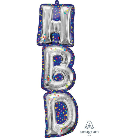 Large 96cm foil balloon spelling 'Happy Birthday', vibrant and durable for festive celebrations.