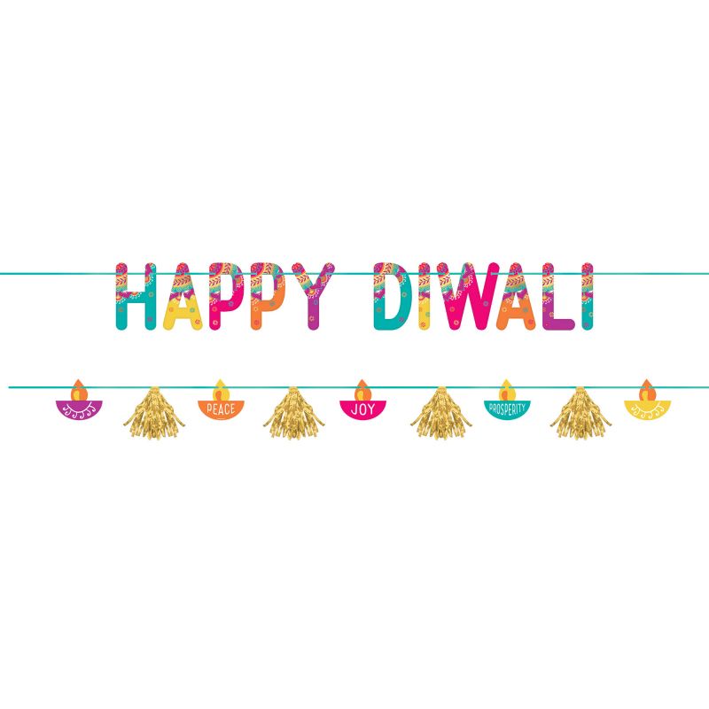 Vibrant Diwali Banner Kit featuring durable cardboard and foil accents, perfect for festive home decoration.