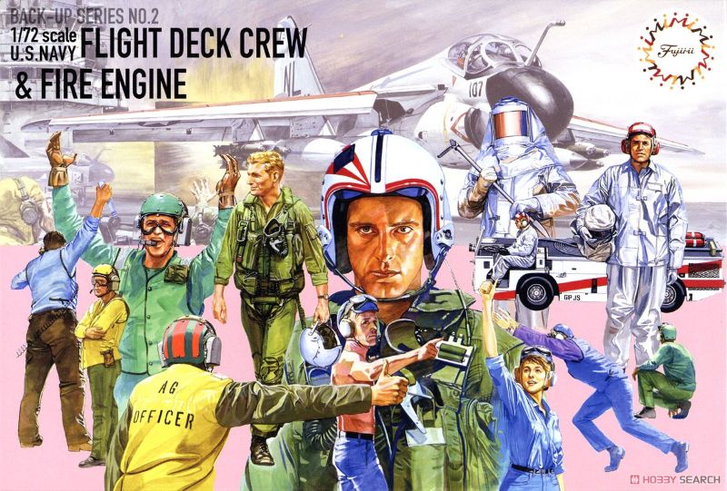 Plastic Kitset - Fujimi 1/72 US Navy Flight Deck Crew & Fire Engine