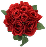 Vibrant red artificial rose bouquet, 24cm tall and 20cm wide, perfect for lasting home decor and special occasions.