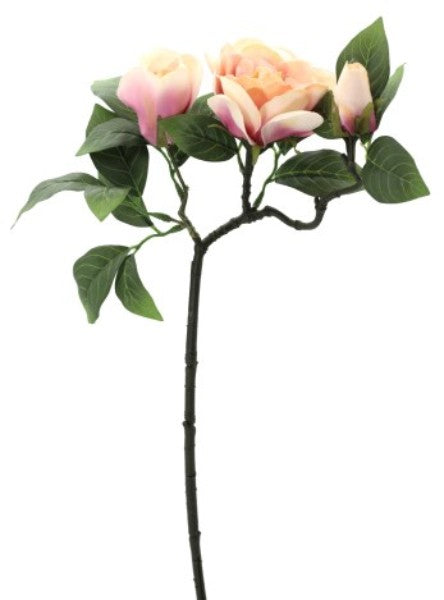Lifelike pink artificial camellia spray, 47cm, perfect for home decor, vases, and event arrangements.