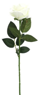 Elegant 51cm white artificial velvet rose stem, perfect for decor and floral arrangements with lifelike petals.