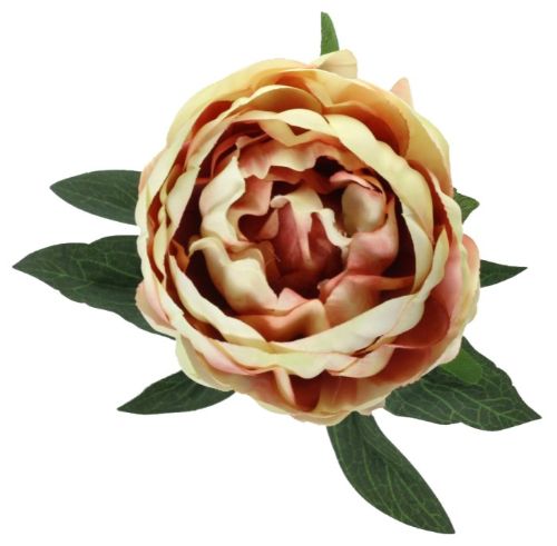 Vibrant orange artificial peony stem, 44cm tall, perfect for home decor and everlasting arrangements.