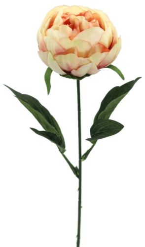 Vibrant orange artificial peony stem, 44cm tall, perfect for stylish home decor and arrangements without maintenance.