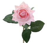Light pink artificial rose, 43cm tall, realistic petals, perfect for decor or events, offering elegance with no maintenance.