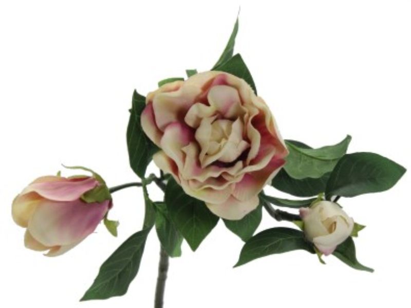 Lifelike 45cm artificial gardenia in white and pink, perfect for stylish home decor without maintenance.
