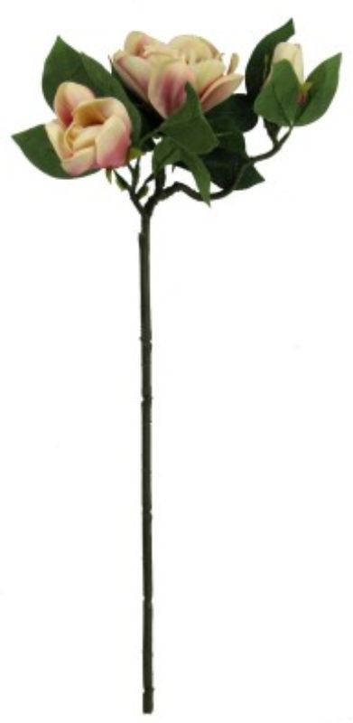 Lifelike 45cm artificial gardenia in white and pink, perfect for home decor and floral arrangements without maintenance.