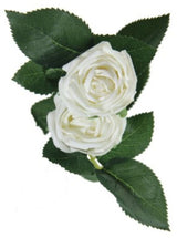 Elegant 38cm white artificial rose with two heads, perfect for home decor and special occasions.