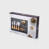 Slate Cheese Board with 4 Oak Cheese Knives - Taylors