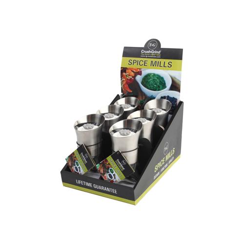 Stainless Steel & Glass Spice Mill 125mm - Pack of 6 - T&G