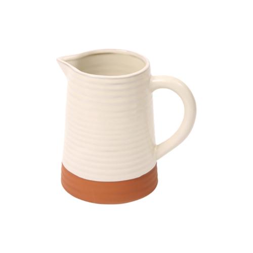 Porto Ribbed Terracotta Jug 1L - Stone - Dexam