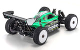 Kyosho EP RS 4WD Inferno MP10e Green racing buggy with brushless motor, 4WD system, and advanced suspension for high-performance racing.