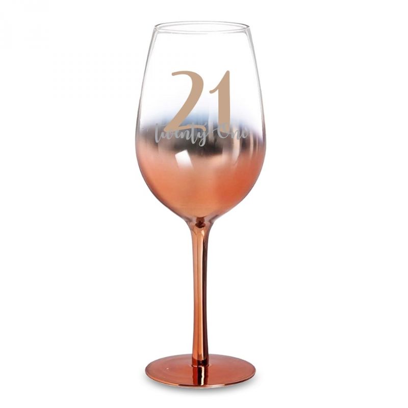 WINE GLASS - 21 ROSE GOLD OMBRE (430ML)