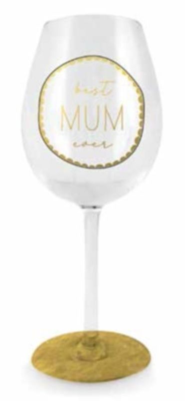 WINE GLASS - BEST MUM EVER BLACK DOT