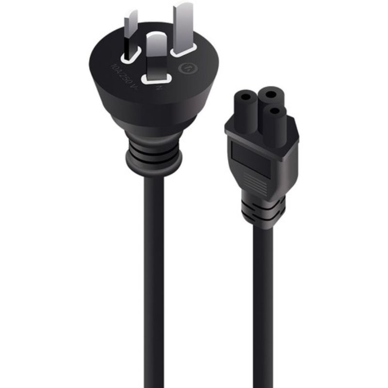 Alogic 1m Standard Power Cord - 230V AC / 10A - Black Mains Plug to IEC C5 - SAA Approved