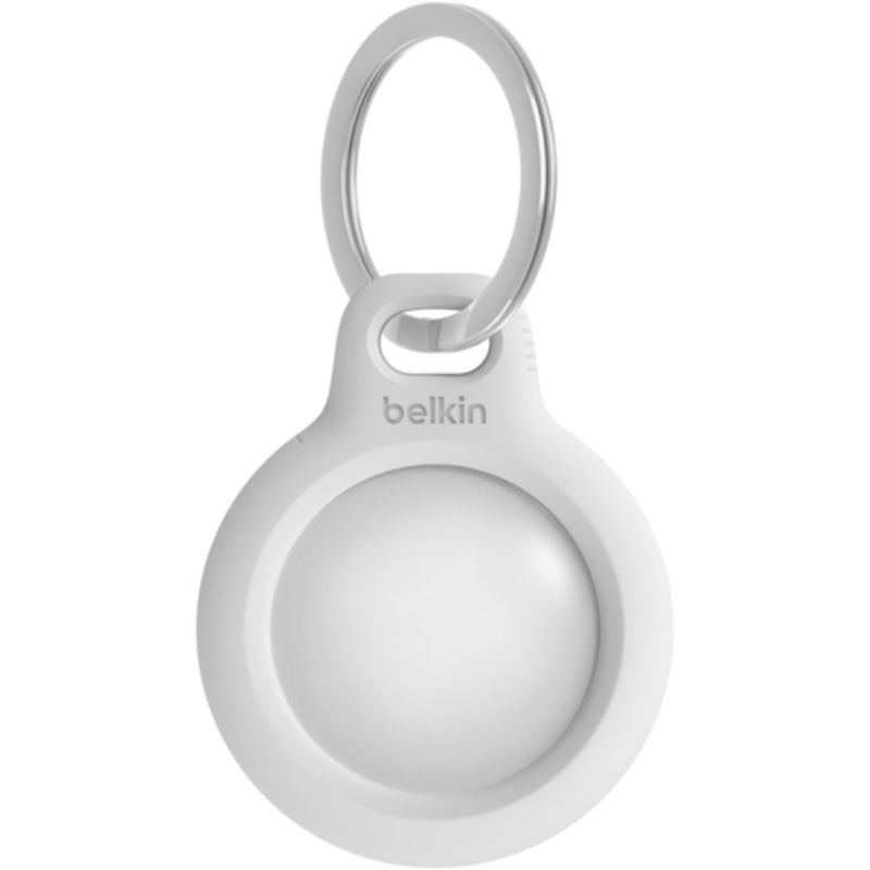 Belkin AirTag Secure Holder with Key Ring - Stylish Protection & Keychain Accessory - White