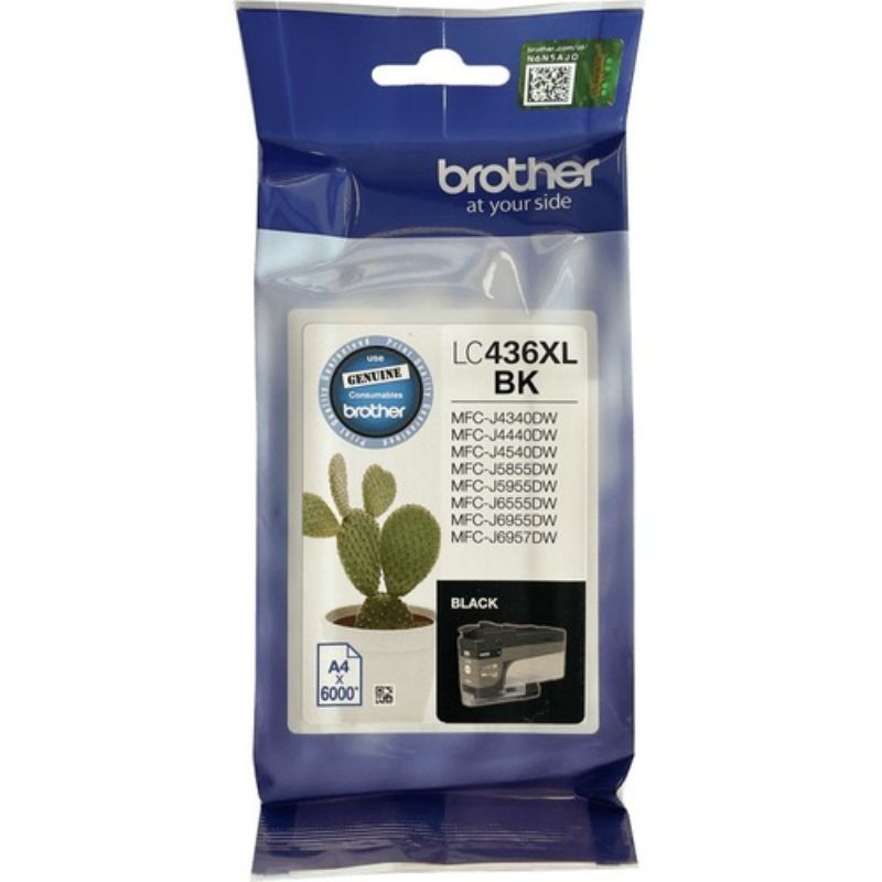 Brother LC436XLBK Super High Yield Black Ink Cartridge - Up to 6000 Pages - Original Inkjet