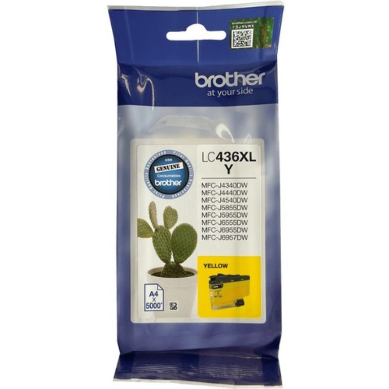 Brother LC436XLY Yellow Ink Cartridge - Super High Yield, 5000 Pages for Inkjet Printers