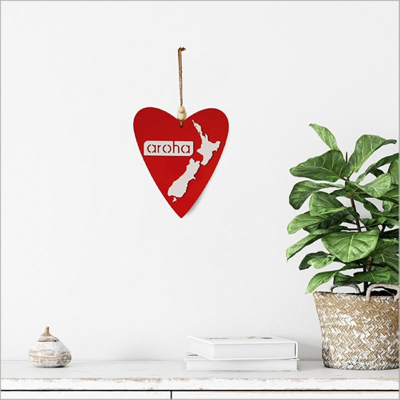 Kiwiana Wall Art - ACM Heart Aroha NZ (White)