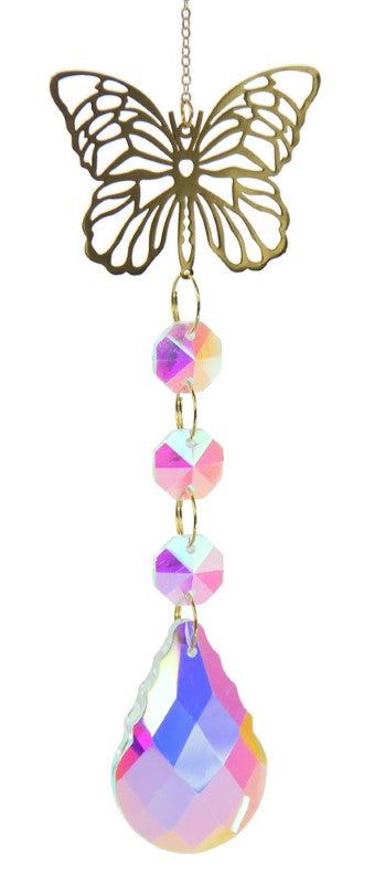 Suncatcher - Butterfly Cutout With Crystal - BUTTERFLY - Set of 2