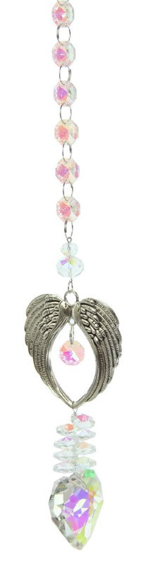 Suncatcher - Angel Wings With AB Heart Drop - WINGS - Set of 2