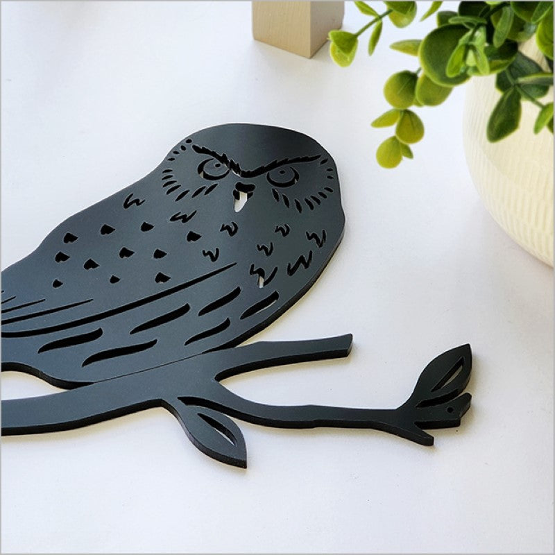 Wall Art - Black Acrylic Morepork (Matt Black)