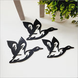 Acrylic Wall Art - Black Flying Ducks Set