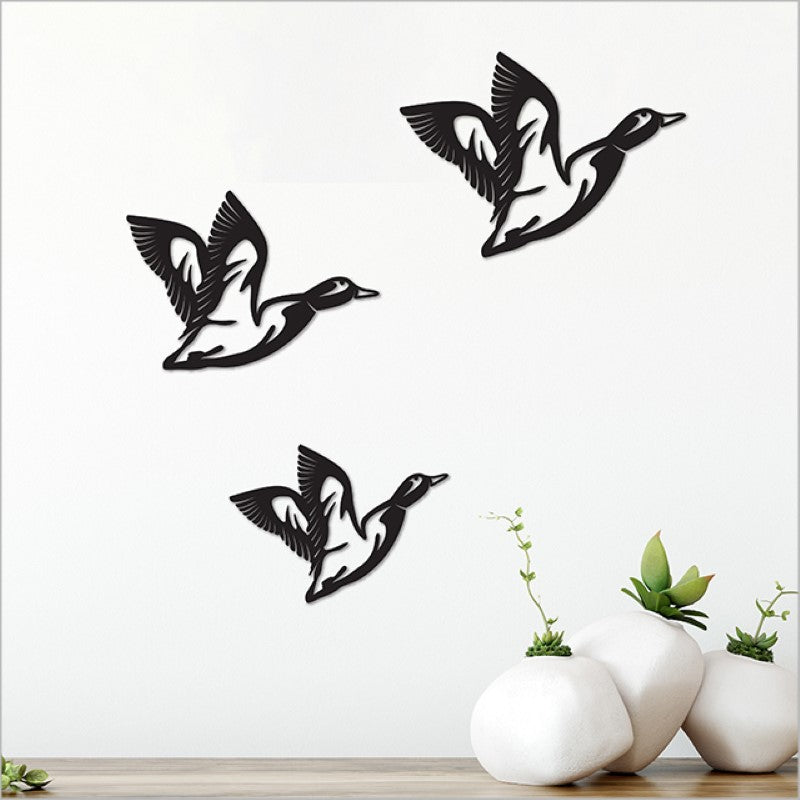 Acrylic Wall Art - Black Flying Ducks Set