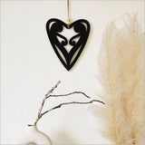 Kiwiana Wall Art - Black Acrylic Heart 6 Koru Heart